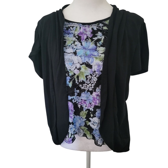 Notations Floral Print Ruffle Top sz L - Picture 1 of 4